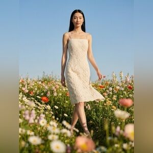 Tahari Cream Lace Strapless Sheath Dress